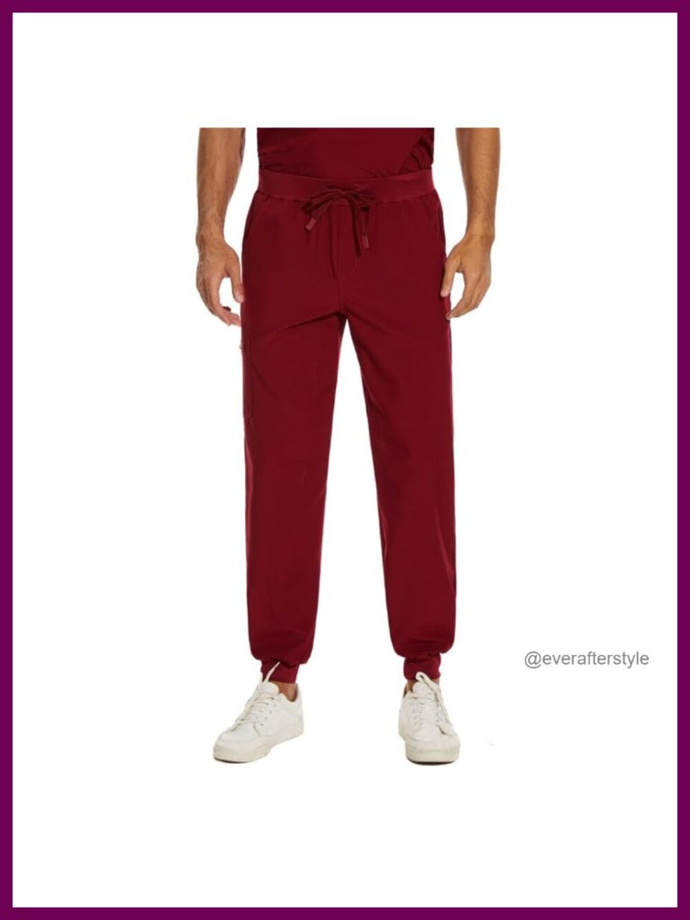 Men's Scrub Pants Joggers 5 Pockets 4-Way Stretch Drawstring Mid Rise